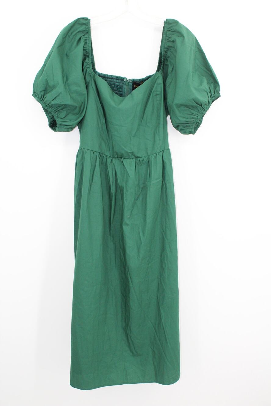 SugarLips Sun City Alessi Puff Sleeve Midi Dress 1X Green NEW